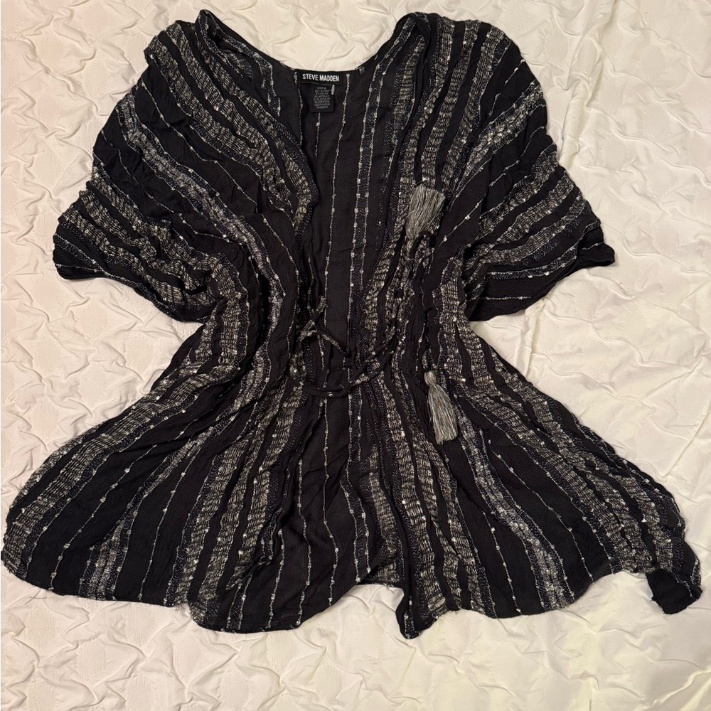 Steve Madden Black Top with Metallic Accents